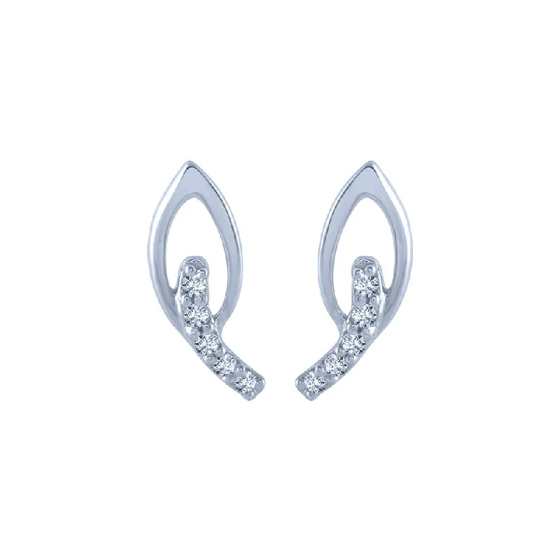 14k (585) White Gold And Diamond Stud Earrings For Women