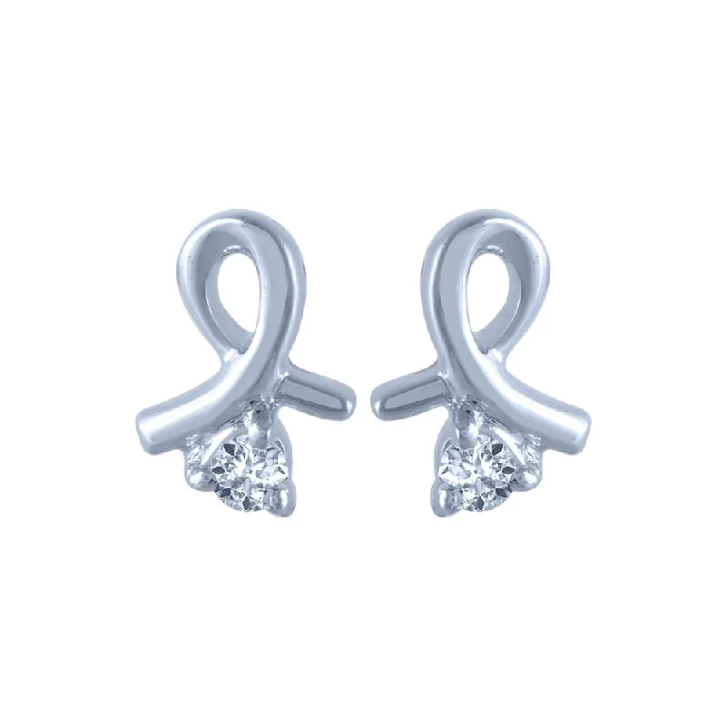 14k (585) White Gold And Diamond Stud Earrings For Women