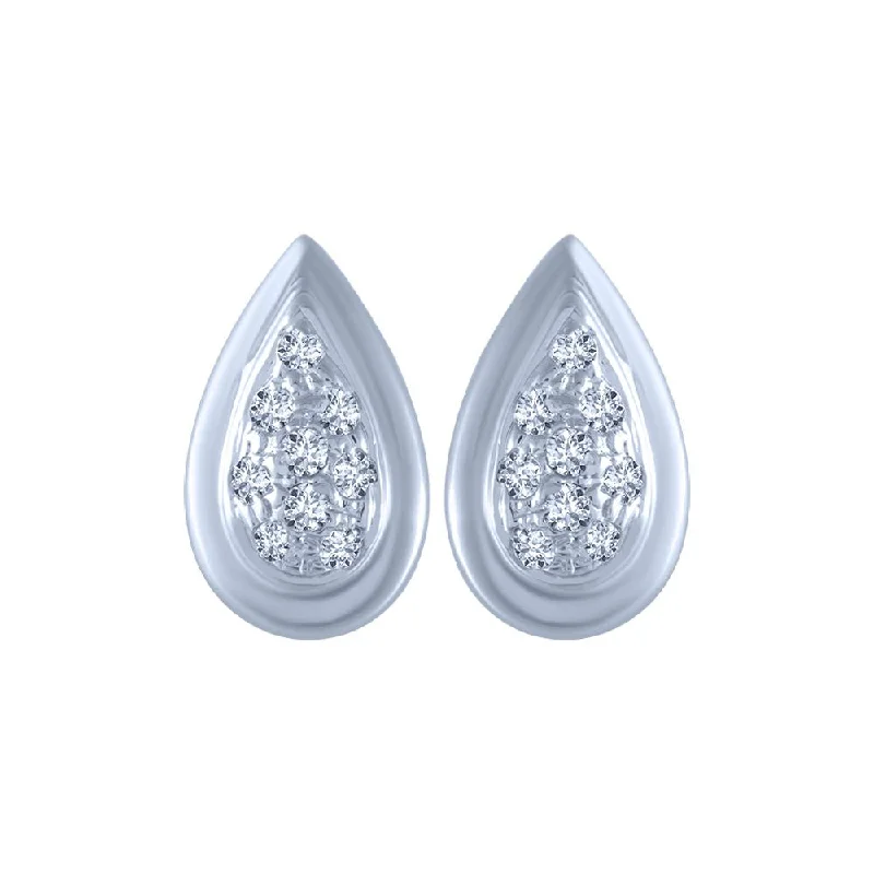 14k (585) White Gold And Diamond Stud Earrings For Women