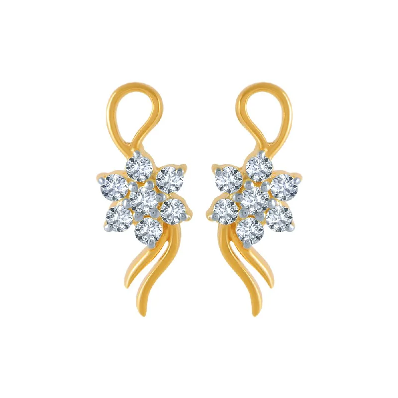 14k (585) Yellow Gold And Diamond Stud Earrings For Women