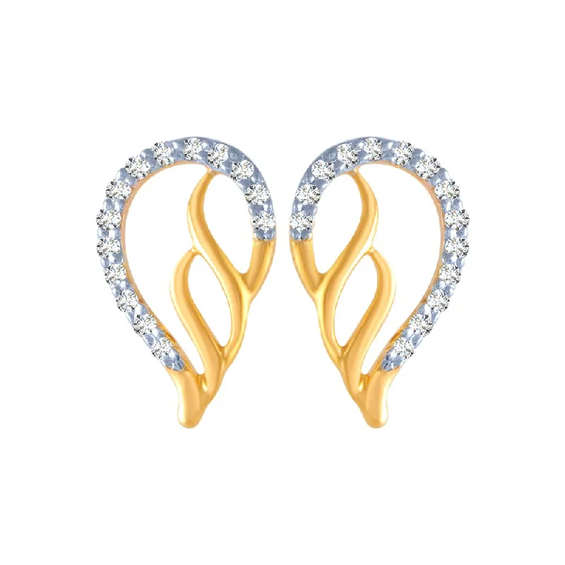 14k (585) Yellow Gold And Diamond Stud Earrings For Women