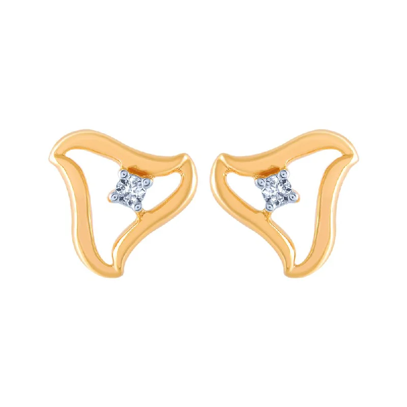 14k (585) Yellow Gold And Diamond Stud Earrings For Women