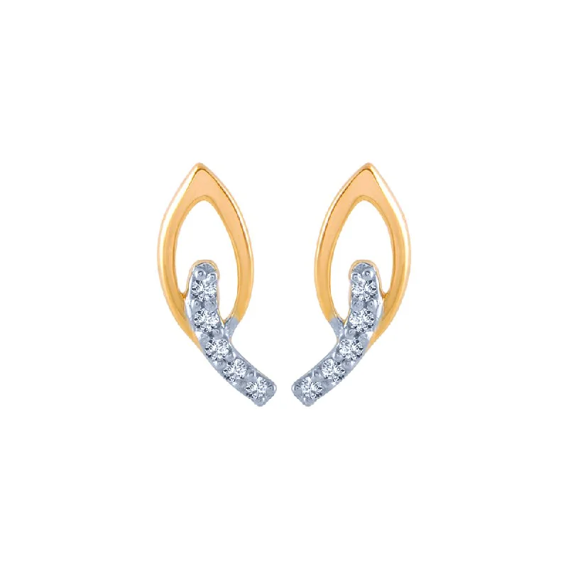 14k (585) Yellow Gold And Diamond Stud Earrings For Women