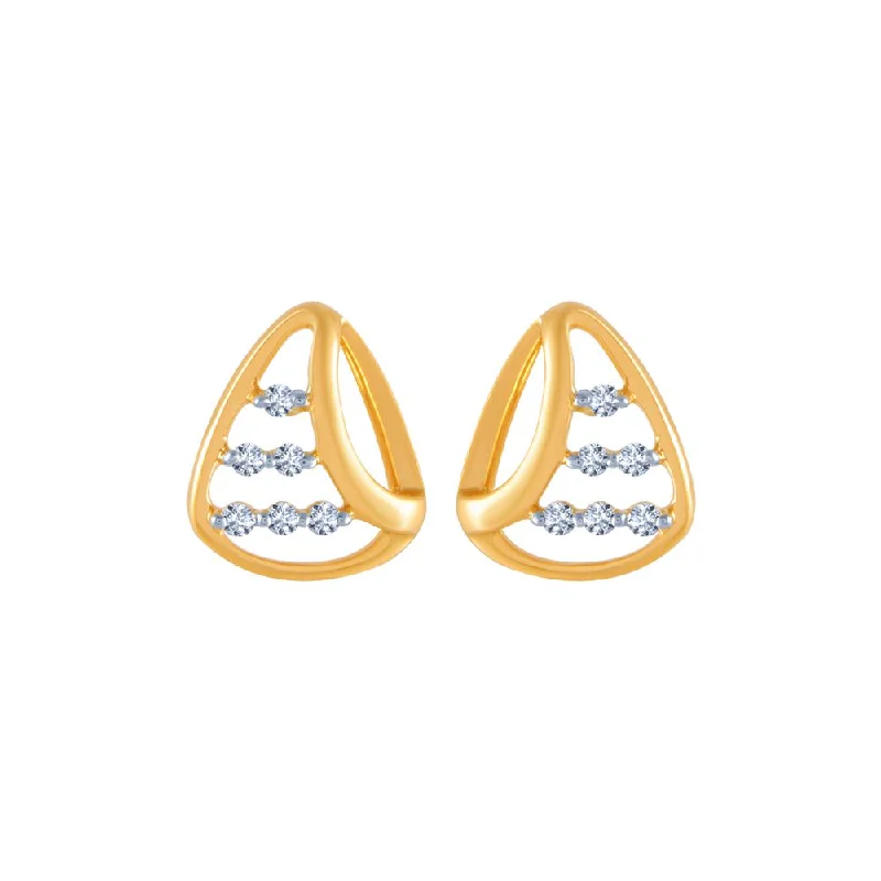 14k (585) Yellow Gold And Diamond Stud Earrings For Women