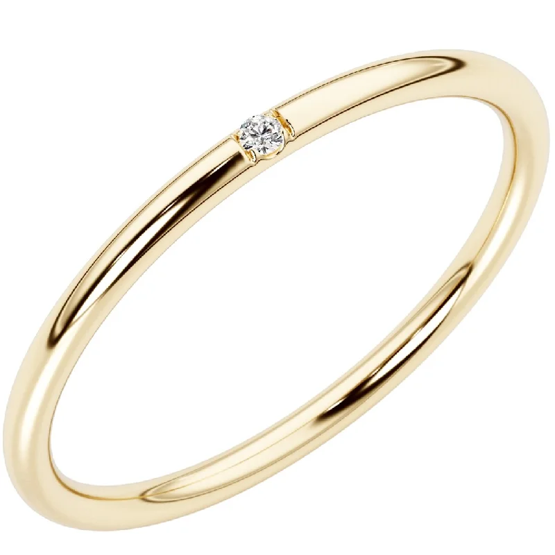 14k Gold Plated Sterling Silver Lab Diamond Minimalist Stacking Ring Band