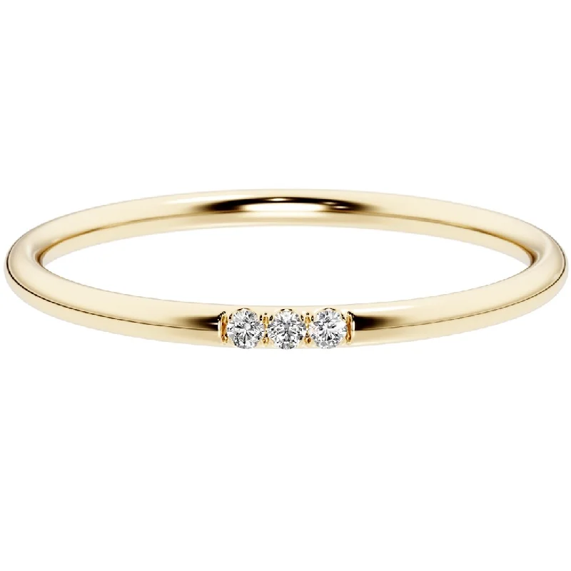 14k Gold Plated Sterling Silver Lab Diamond Minimalist Stacking Ring Band