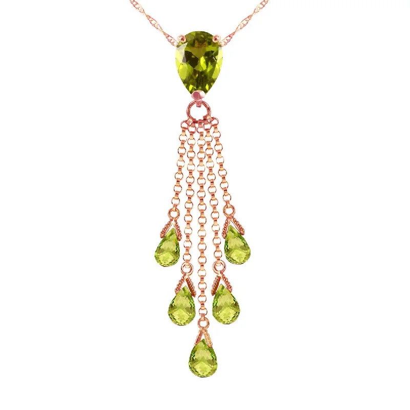 14K Solid Rose Gold Briolette Peridot Necklace Class