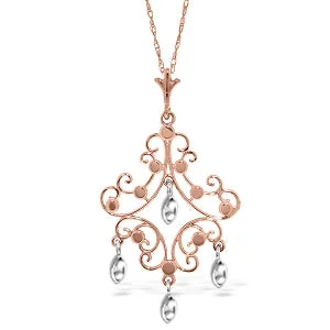 14K Solid Rose Gold Chandelier Necklace