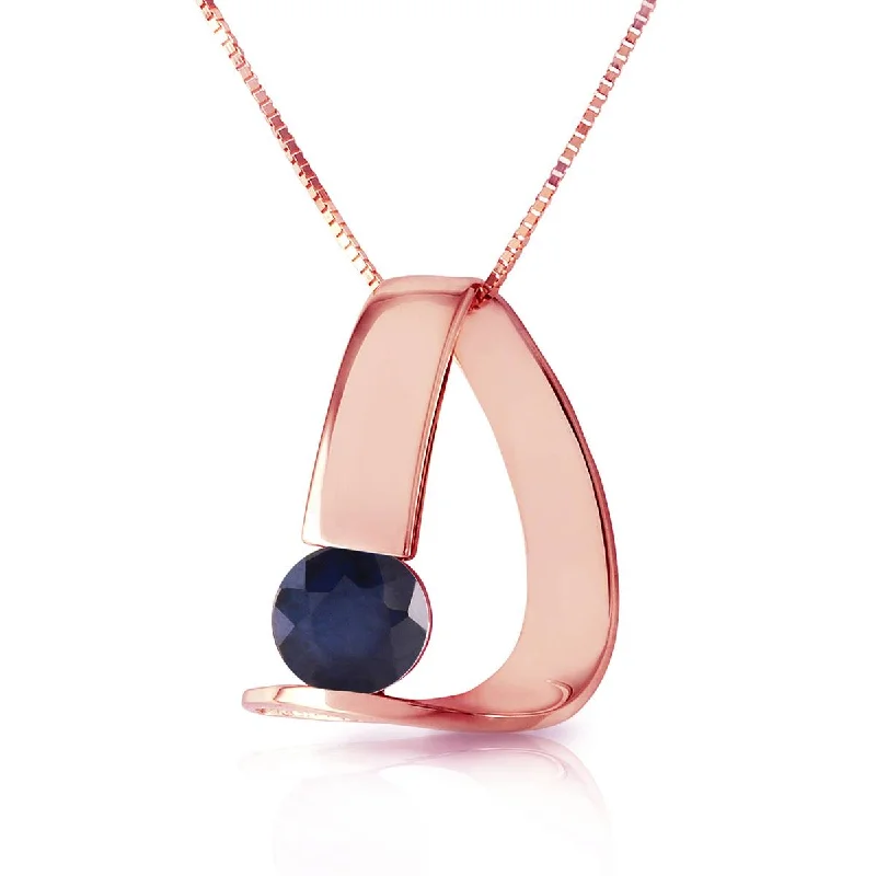 14K Solid Rose Gold Modern Necklace w/ Natural Sapphire