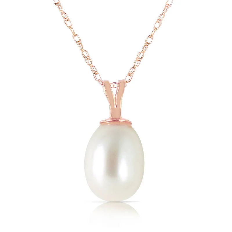 14K Solid Rose Gold Natural Pearl Necklace Certified