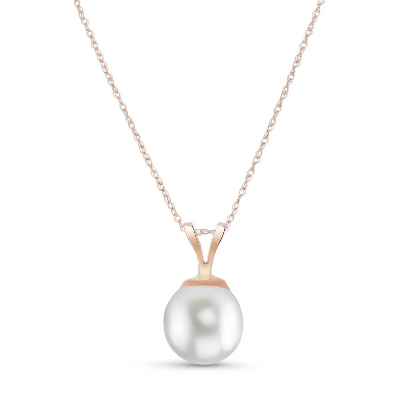 14K Solid Rose Gold Natural Pearl Necklace Jewelry