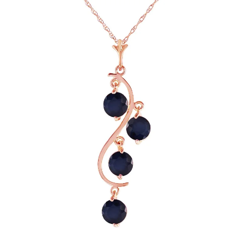 14K Solid Rose Gold Natural Sapphire Necklace Gemstone Genuine