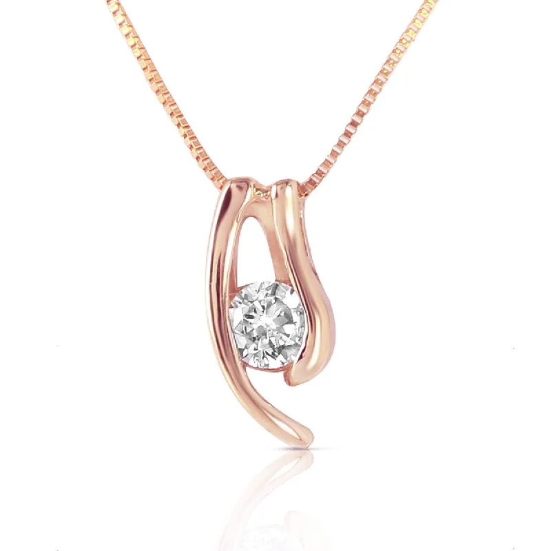 14K Solid Rose Gold Necklace w/ Natural 0.15 Carat Diamond