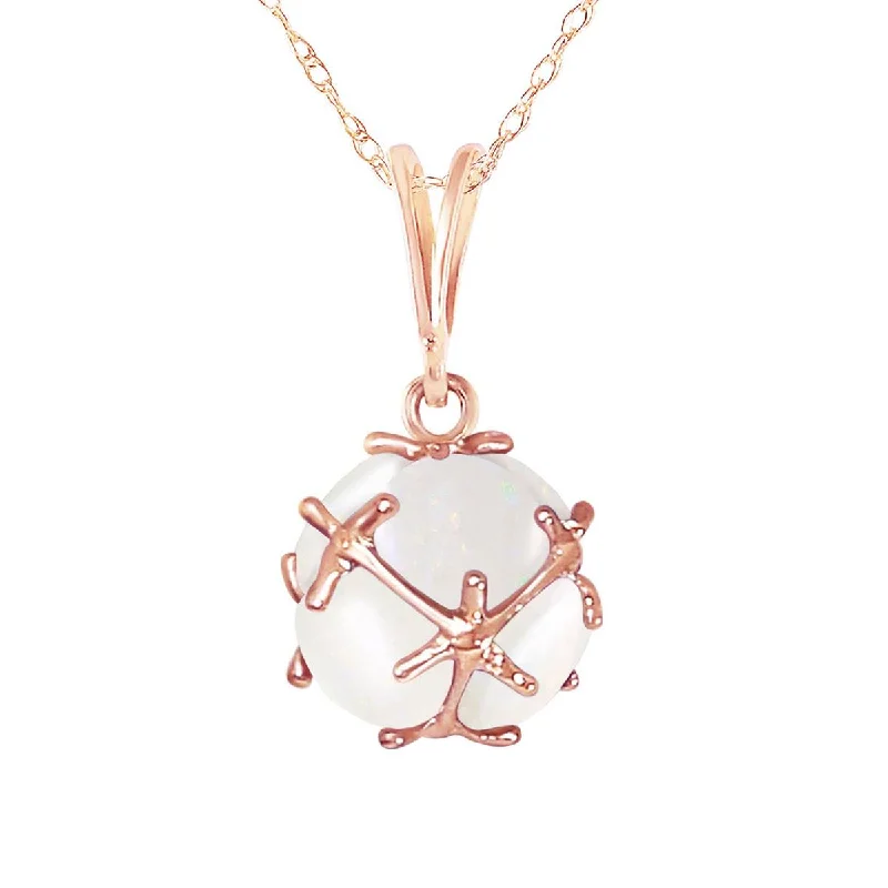 14K Solid Rose Gold Necklace w/ Natural Opals