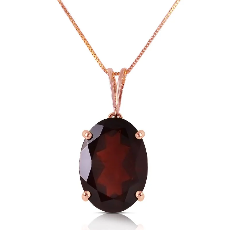 14K Solid Rose Gold Necklace w/ Oval Garnet