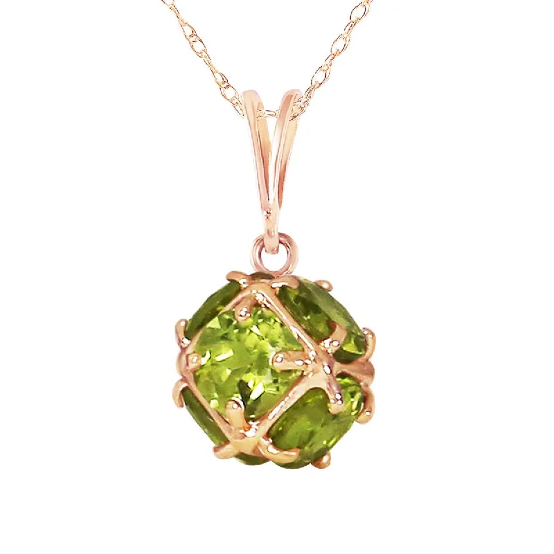 14K Solid Rose Gold Peridot Necklace Certified Imperial