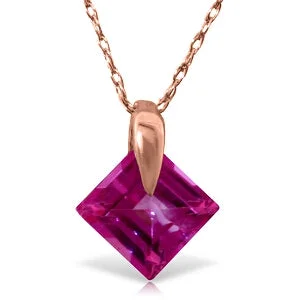 14K Solid Rose Gold Pink Topaz Necklace Certified Imperial