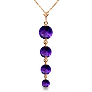 14K Solid Rose Gold Purple Amethyst Class Deluxe Necklace