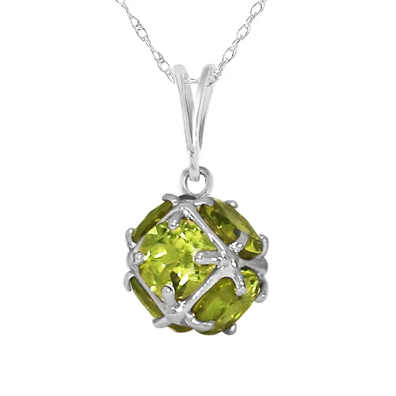 14K Solid White Gold Necklace w/ Natural Peridots