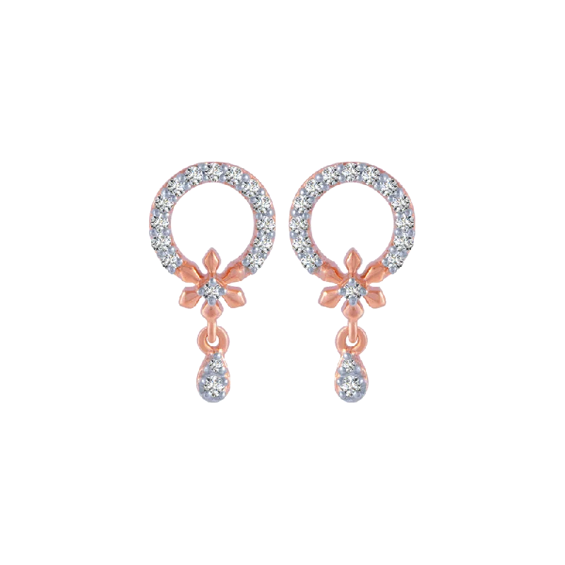 14KT (585) Rose Gold And Diamond Stud Earrings For Women