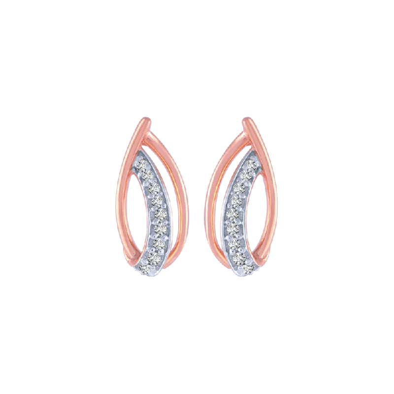 14KT (585) Rose Gold And Diamond Stud Earrings For Women