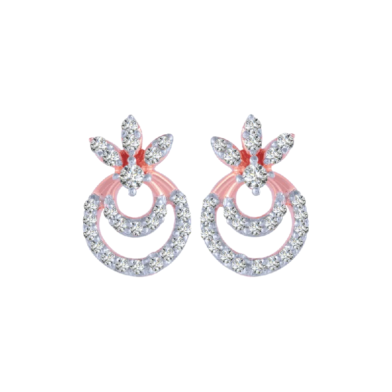 14KT (585) Rose Gold And Diamond Stud Earrings For Women