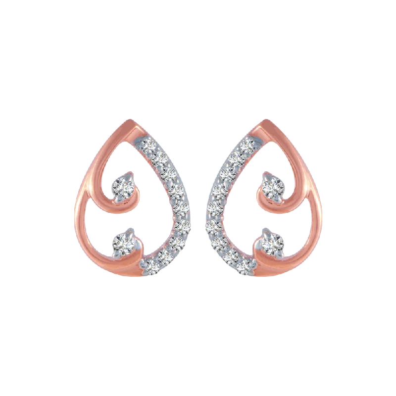 14KT (585) Rose Gold And Diamond Stud Earrings For Women