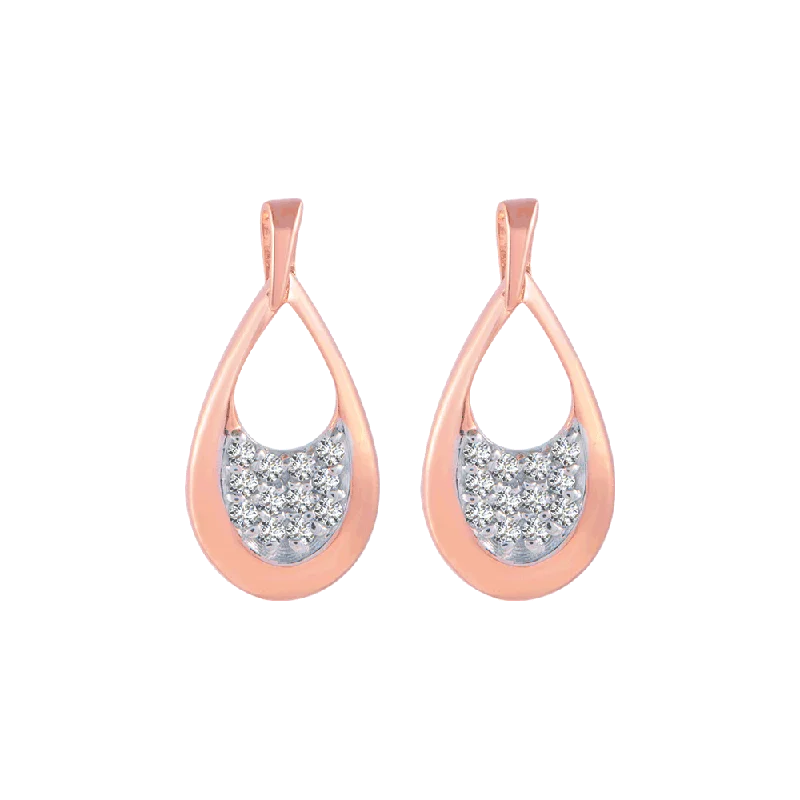 14KT (585) Rose Gold And Diamond Stud Earrings For Women