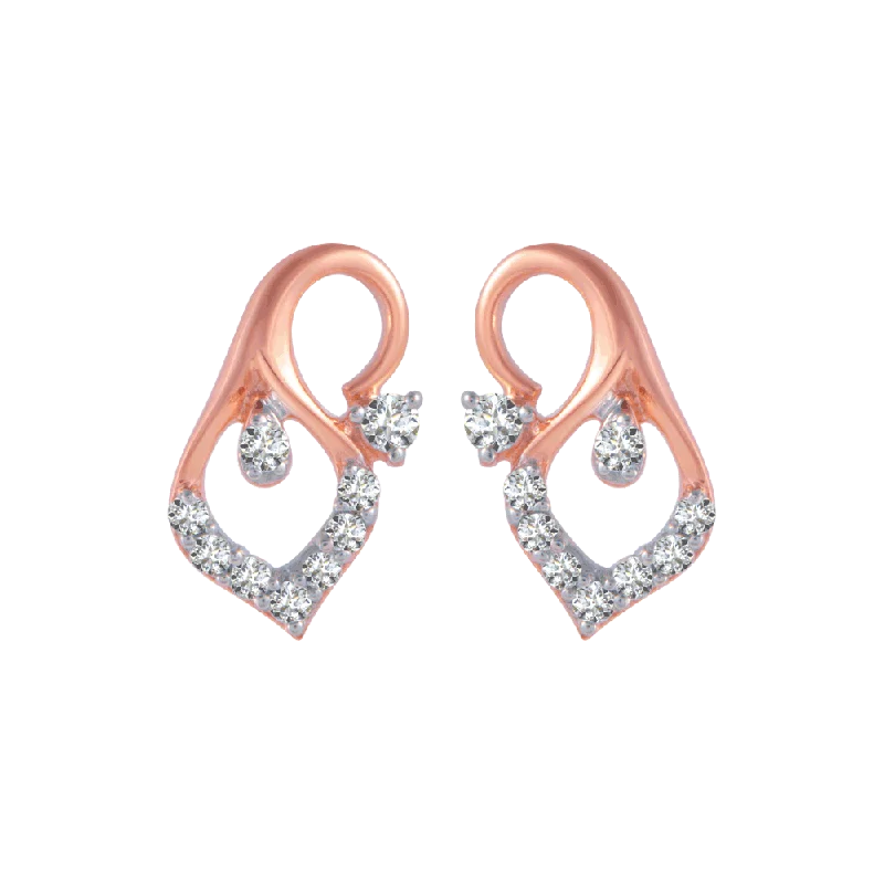 14KT (585) Rose Gold And Diamond Stud Earrings For Women