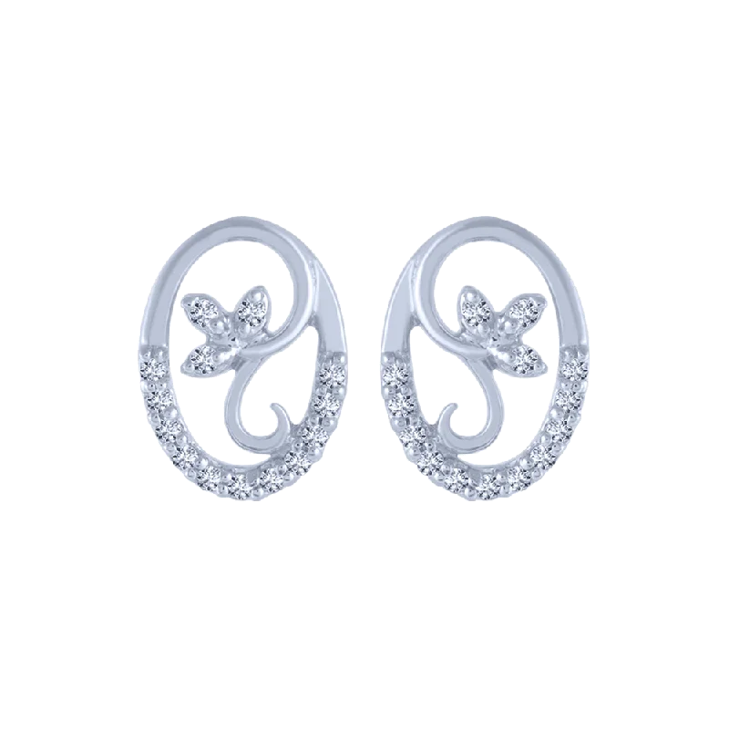 14KT (585) White Gold And Diamond Stud Earrings For Women