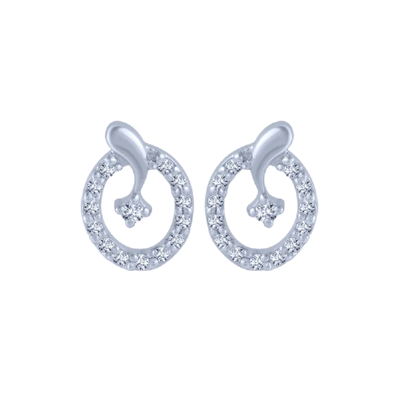 14KT (585) White Gold And Diamond Stud Earrings For Women