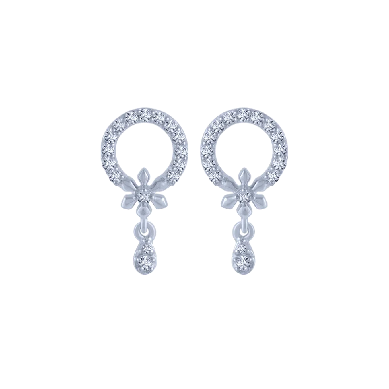 14KT (585) White Gold And Diamond Stud Earrings For Women