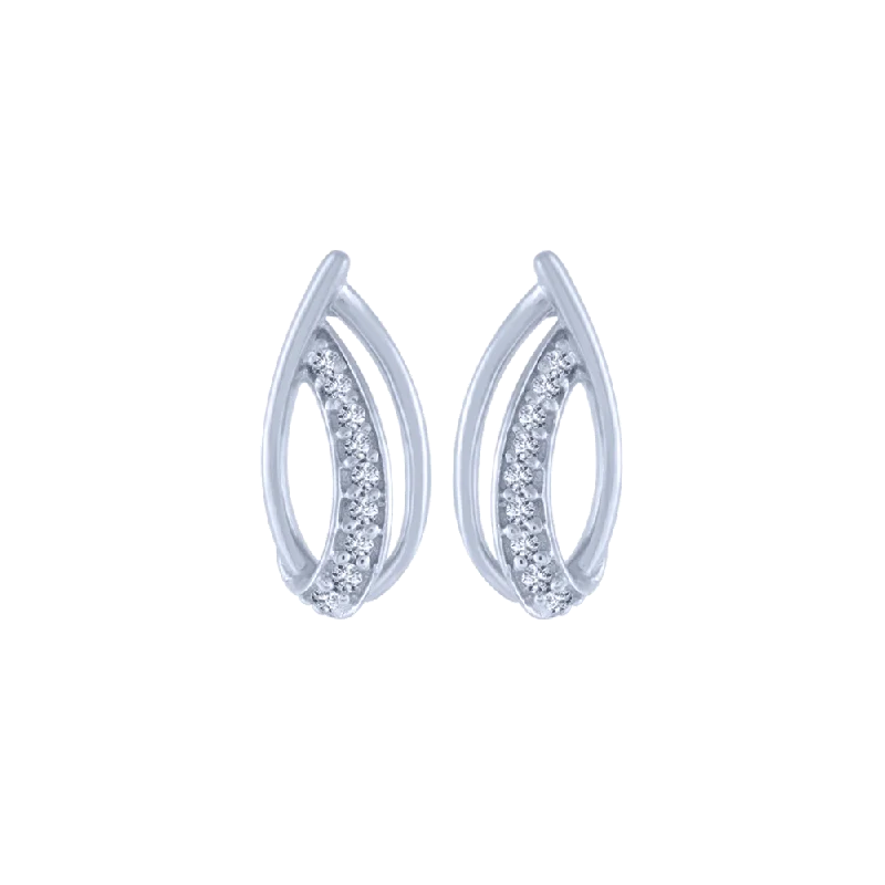 14KT (585) White Gold And Diamond Stud Earrings For Women