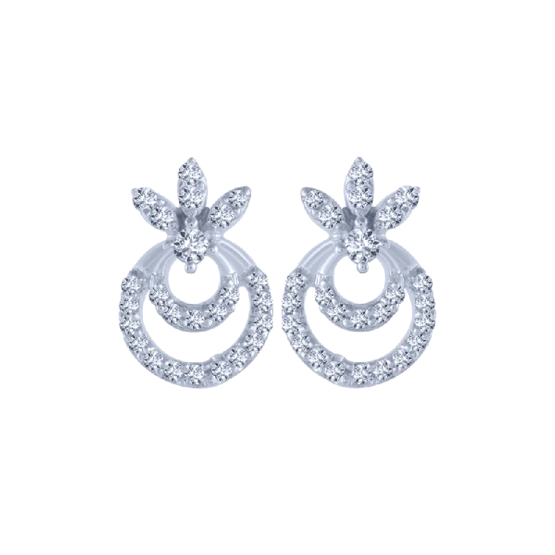 14KT (585) White Gold And Diamond Stud Earrings For Women