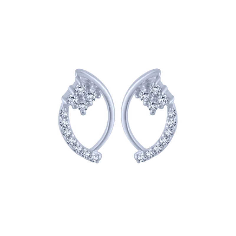 14KT (585) White Gold And Diamond Stud Earrings For Women