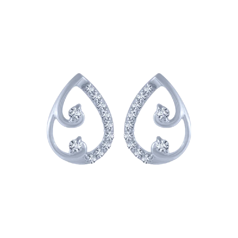 14KT (585) White Gold And Diamond Stud Earrings For Women