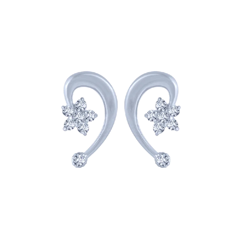 14KT (585) White Gold And Diamond Stud Earrings For Women