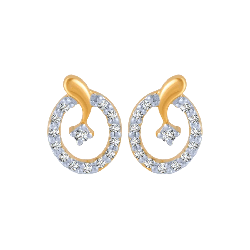 14KT (585) Yellow Gold And Diamond Stud Earrings For Women