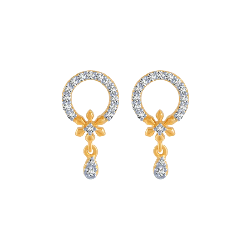 14KT (585) Yellow Gold And Diamond Stud Earrings For Women