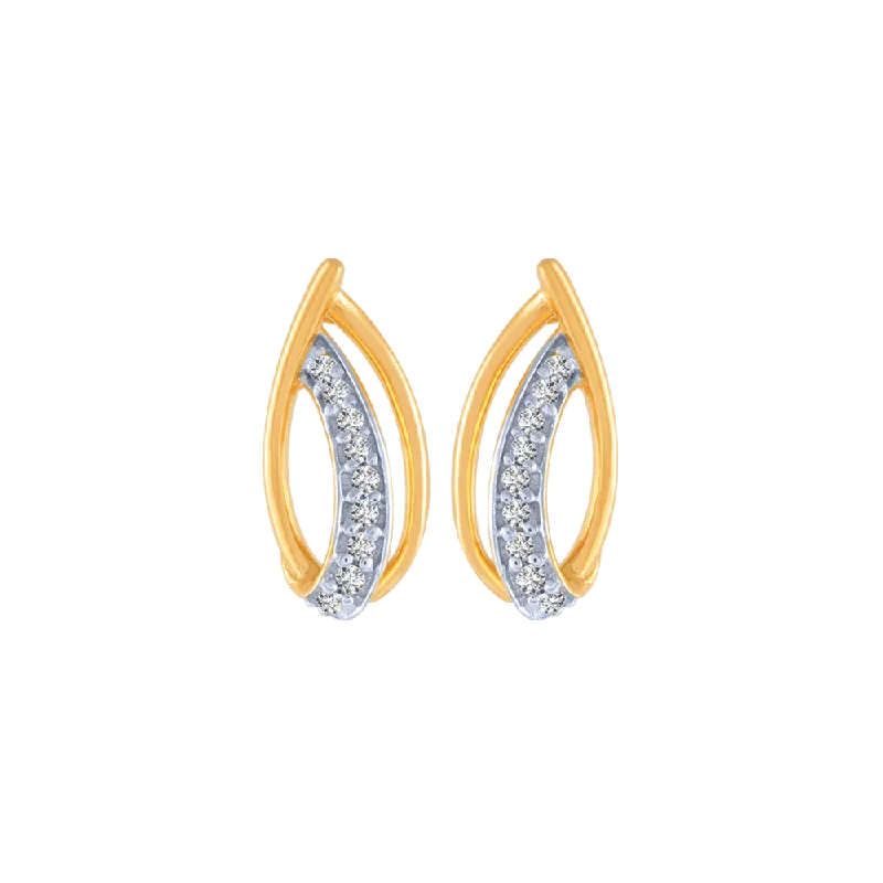 14KT (585) Yellow Gold And Diamond Stud Earrings For Women