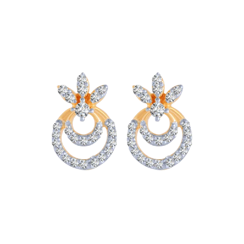 14KT (585) Yellow Gold And Diamond Stud Earrings For Women