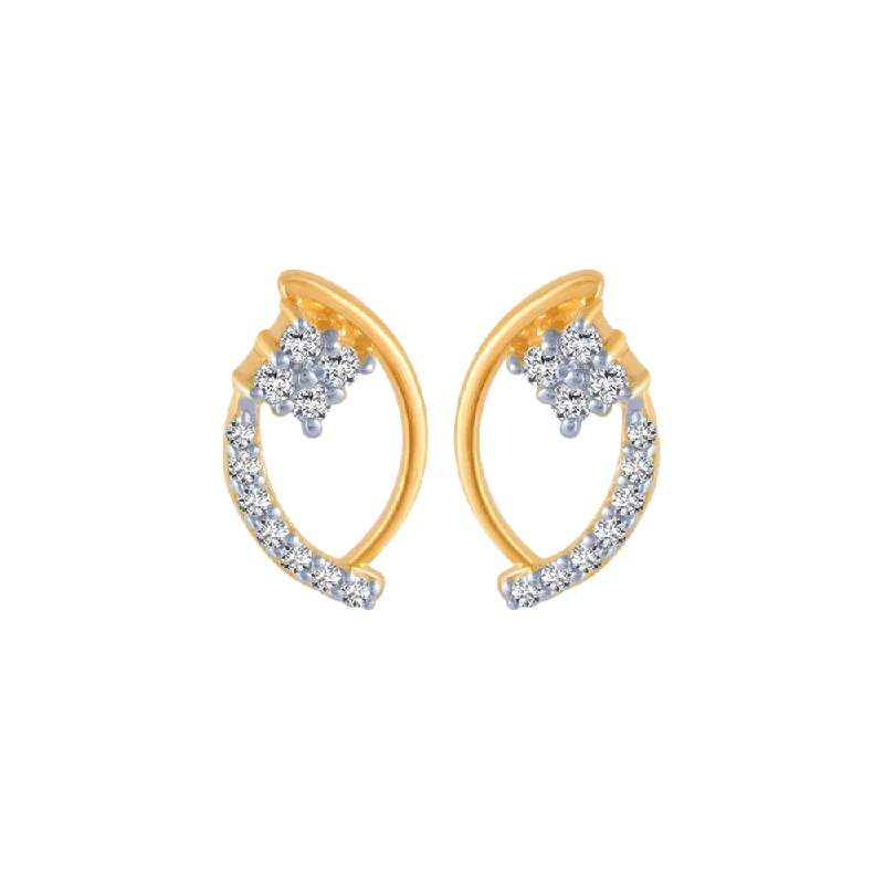 14KT (585) Yellow Gold And Diamond Stud Earrings For Women