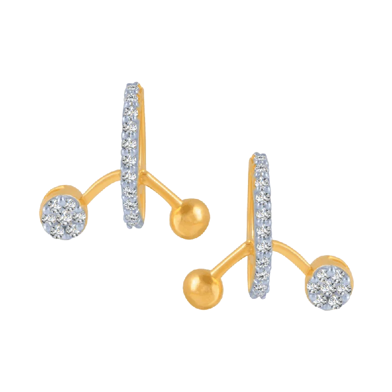 14KT (585) Yellow Gold And Diamond Stud Earrings For Women