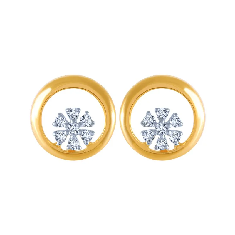 14KT (585) Yellow Gold And Diamond Stud Earrings For Women