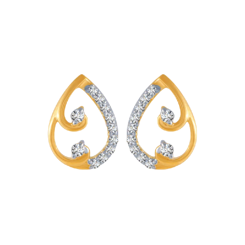 14KT (585) Yellow Gold And Diamond Stud Earrings For Women