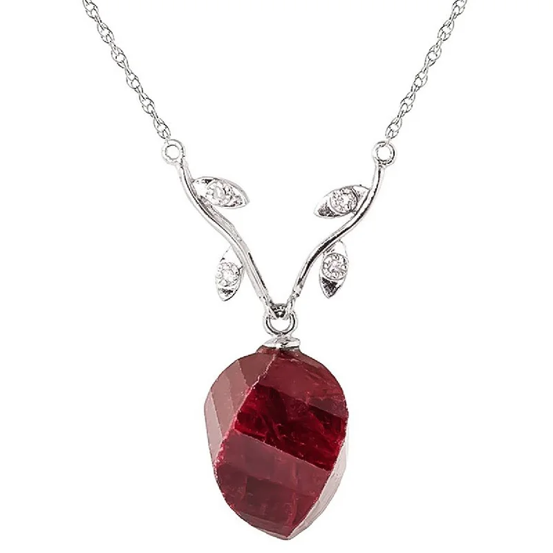 15.27 Carat 14K Solid White Gold No Ifs Ruby Diamond Necklace