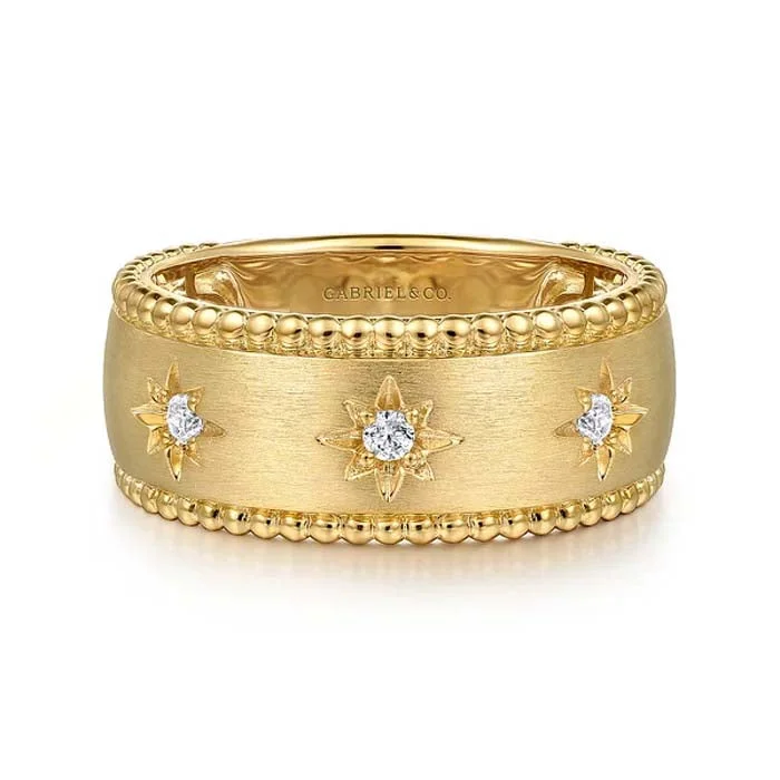 Gabriel & Co. Bujukan Wide Diamond Band Ring in 14K Yellow Gold