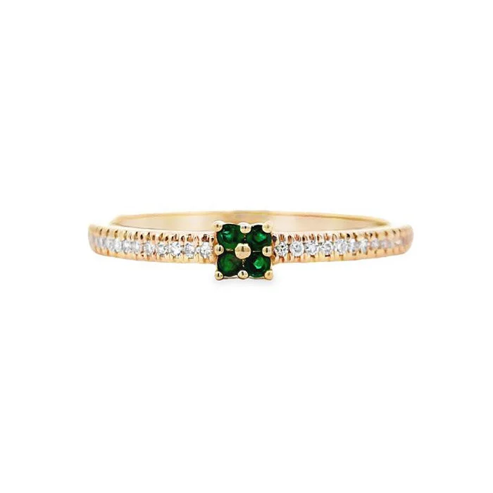 Mountz Collection Emerald Accent Pavé Ring in 14K Yellow Gold