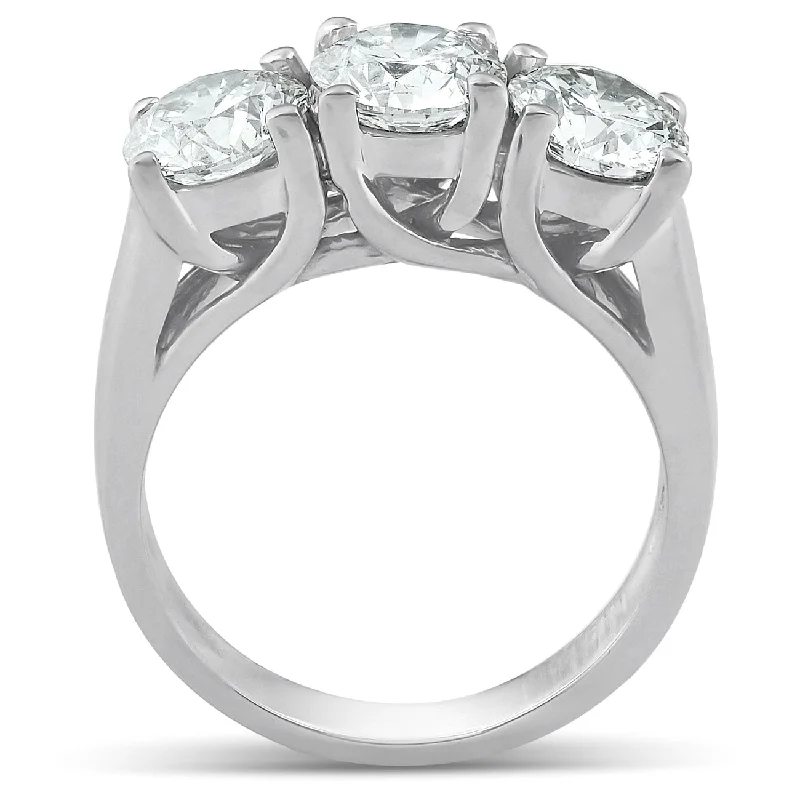 2 1/2ct Three Stone Large Diamond Engagement Ring White Gold