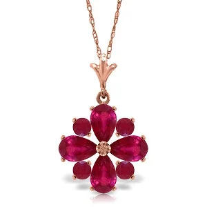 2.23 Carat 14K Solid Rose Gold Winter Ruby Necklace